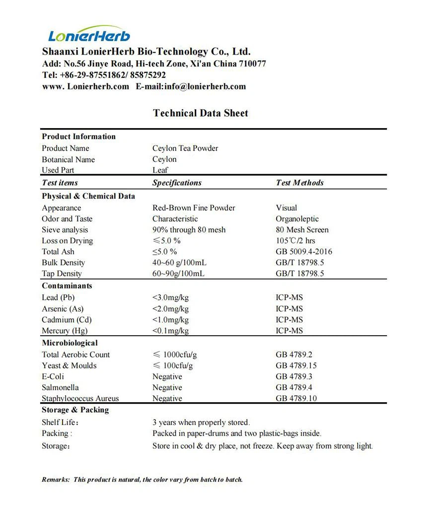 TDS of Ceylon Tea Powder