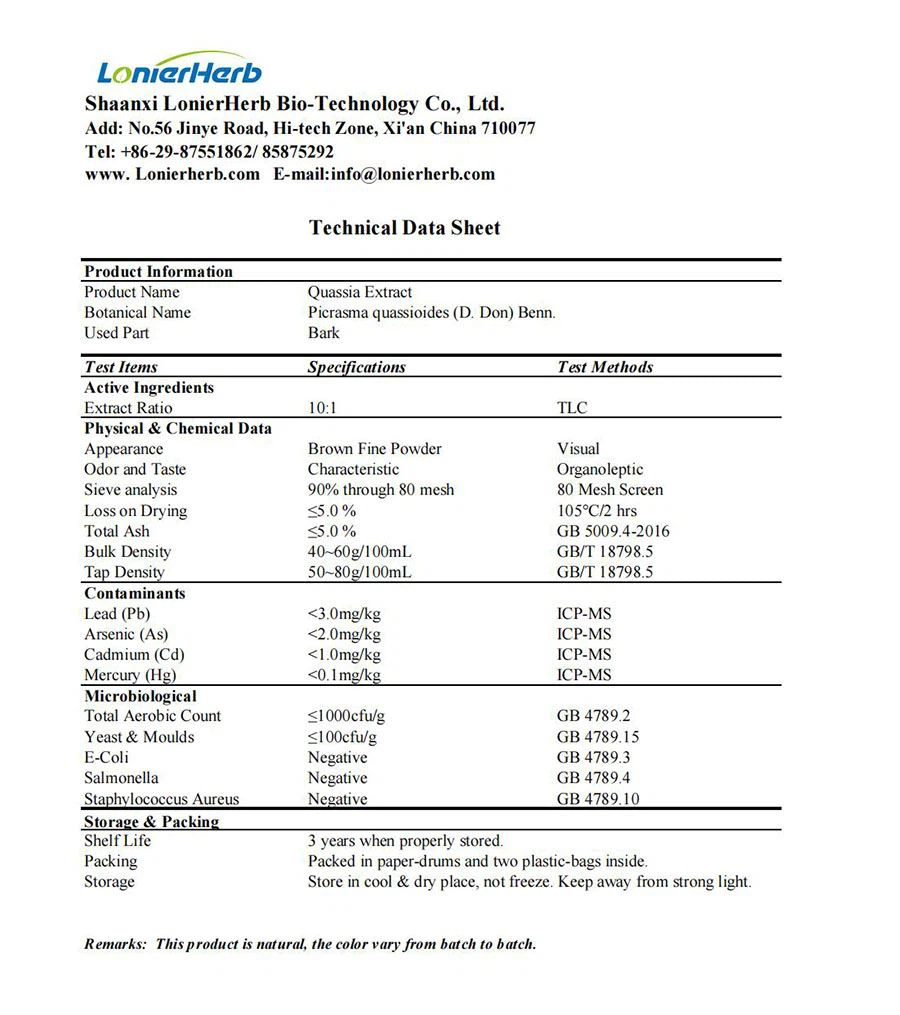 TDS of Quassia Extract
